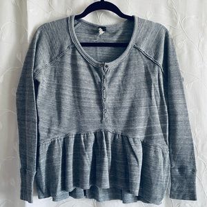 Free People Long Sleeve •Waffle •Peplum •Henley
